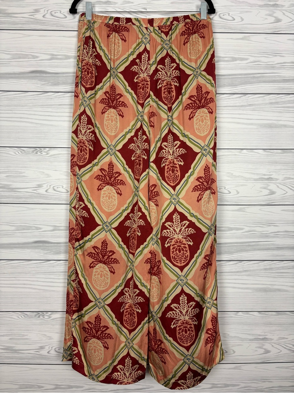 FARM Rio for Anthropologie pineapple satin wide leg palazzo pants size large - Picture 11 of 16
